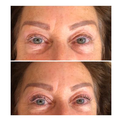 Before and after: client lashes and brows